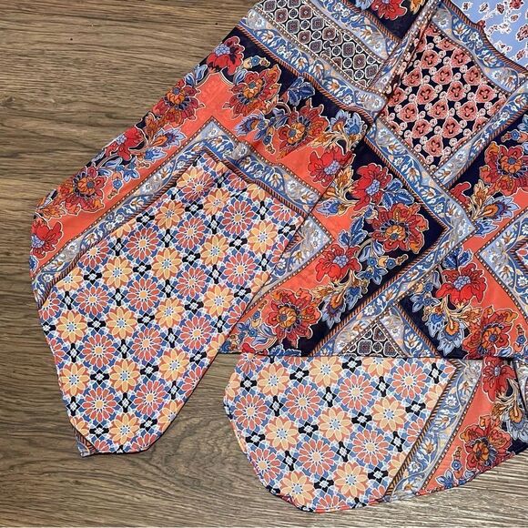 Rabbit Rabbit Rabbit Short Sleeve Fit & Flare MIDI Printed Dress Red Blue Sz 10 - Picture 4 of 11